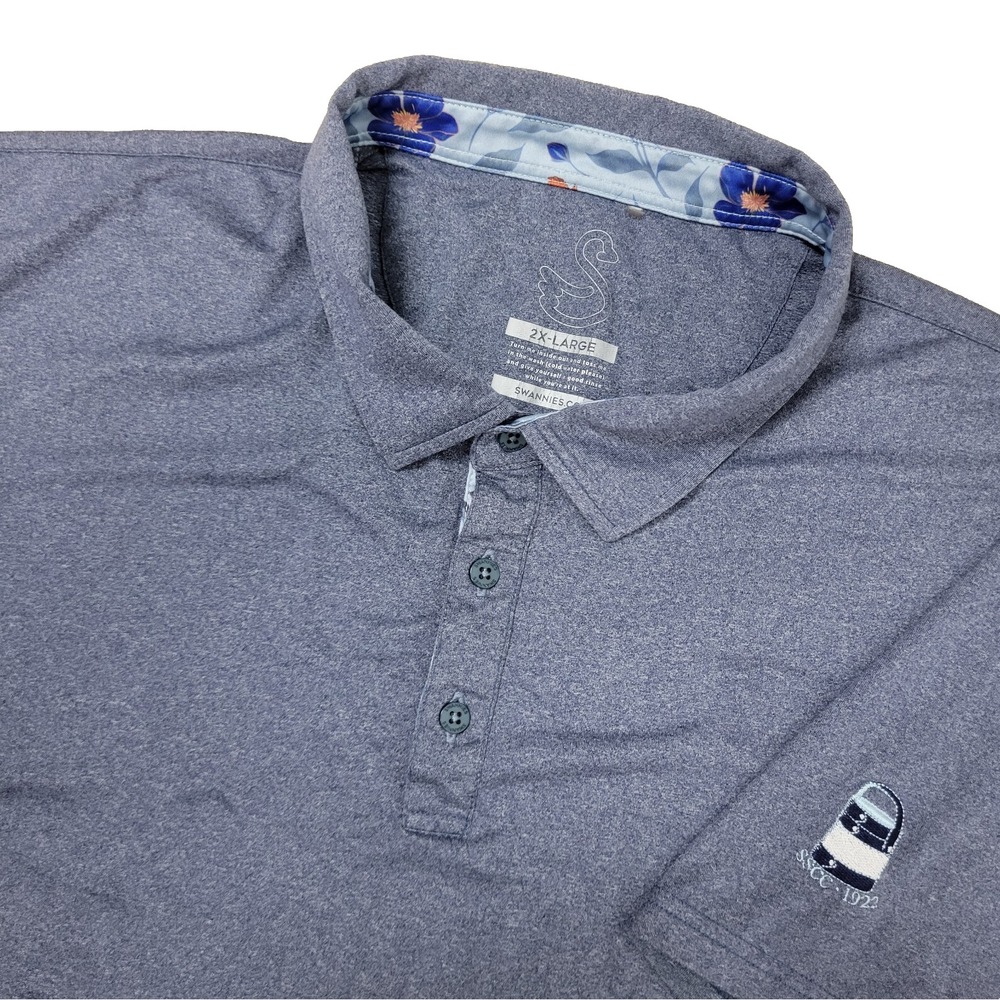 Swannies Mens 2XL Solid Gray Performance Stretch Golf Polo Short Sleeve